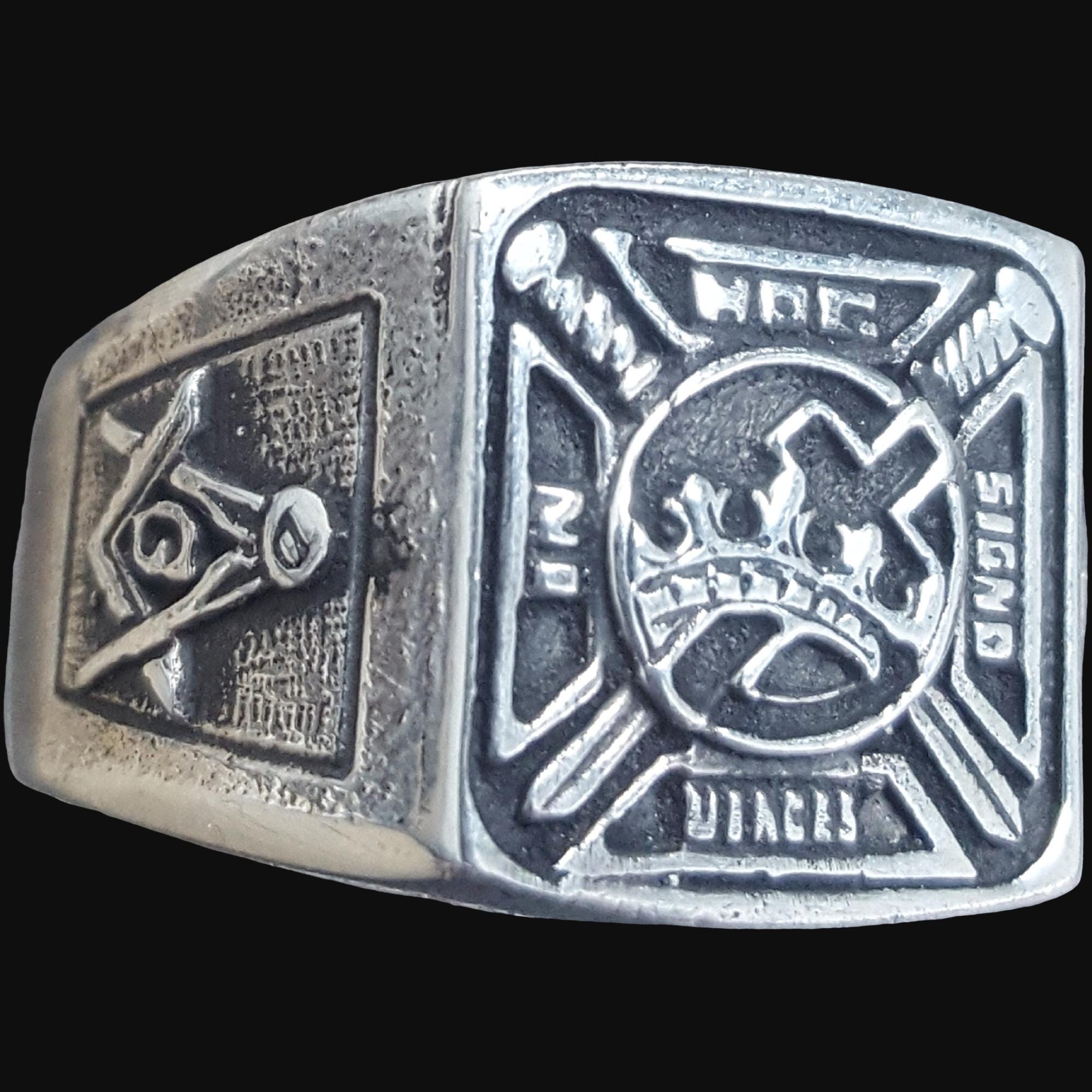 Masonic Ring in Hoc Signo Vinces in Sterling Silver Handmade ...