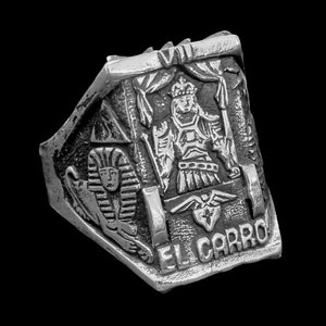 Anillo Carta Tarot El Carro en Plata de Ley 925 Hecho a Mano