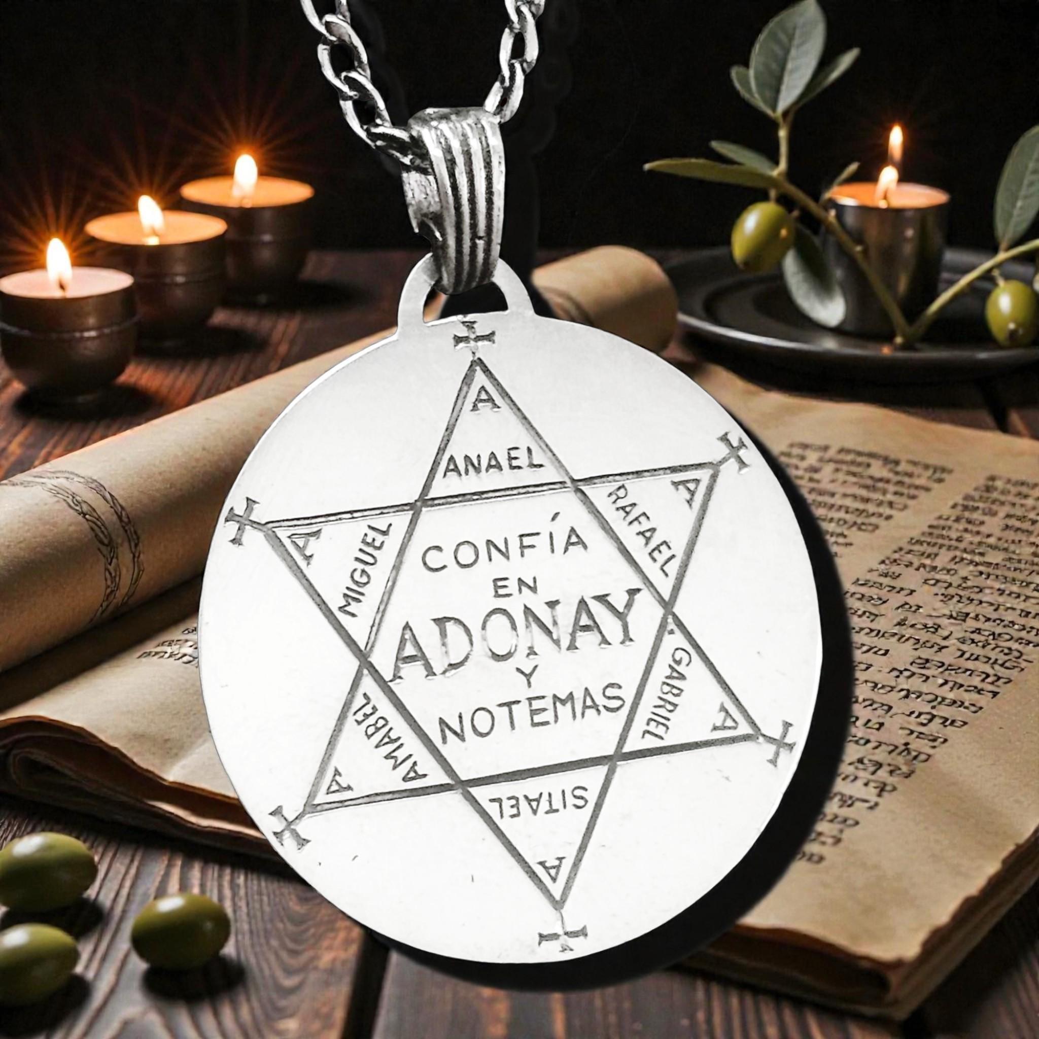 Adonai Talisman Pendant and Dominator Man 925 Silver Grimoire Pope