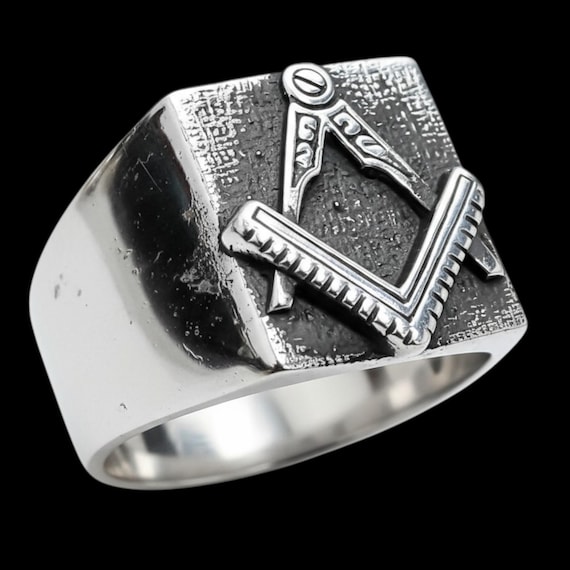 フリーメイソン見習い階級リング、925スターリングシルバー製 