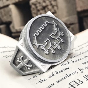 King Belial Ring Ars Goetia Master's Sword 925 Sterling Silver Amulet of Power and High Dignities 2.2 x 1.8 cm 18 gr Handmade Jewelry Demon 68