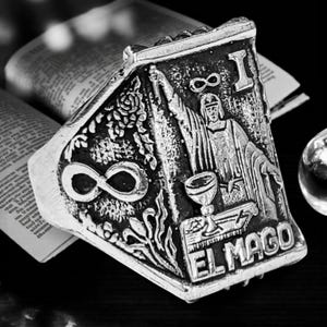The Magician Tarot Rider Ring, 925 Sterling Silver, Major Arcana, 2.5 x 1.5 cm, 13 Grams, Esoteric Jewelry, Amulet, Arcanum 01, Power of Manifestation, Handmade