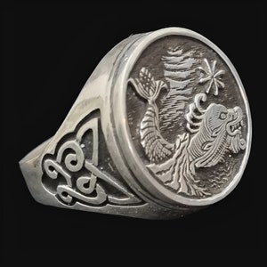 RED DRAGON Ring San Cipriano 1.8 CM Cm 14 grams in 925 Sterling Silver Handmade