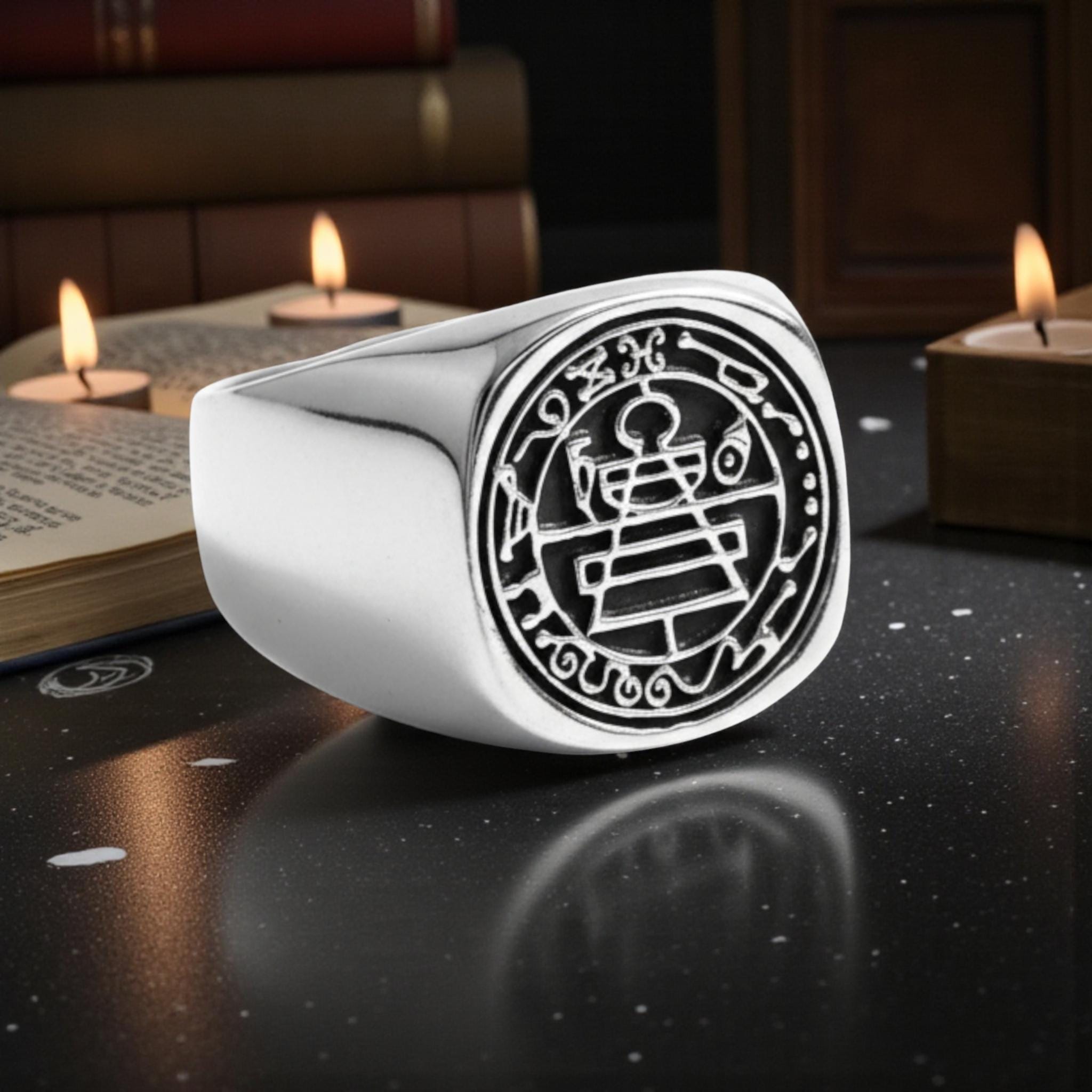 キングソロモンのシグネットリング、925スターリングシルバー製、細部