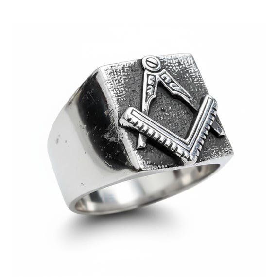 Bague Maçonnique En Acier Tungstène - Noir - Style Anneau Frère Loge - Neuf Avec étiquettes