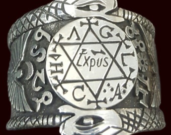 King Solomon Seal Ring in 925 Sterling Silver with fine details