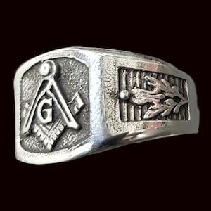 Master Degree Masonic Ring in Sterling Silver Handmade Freemasonry