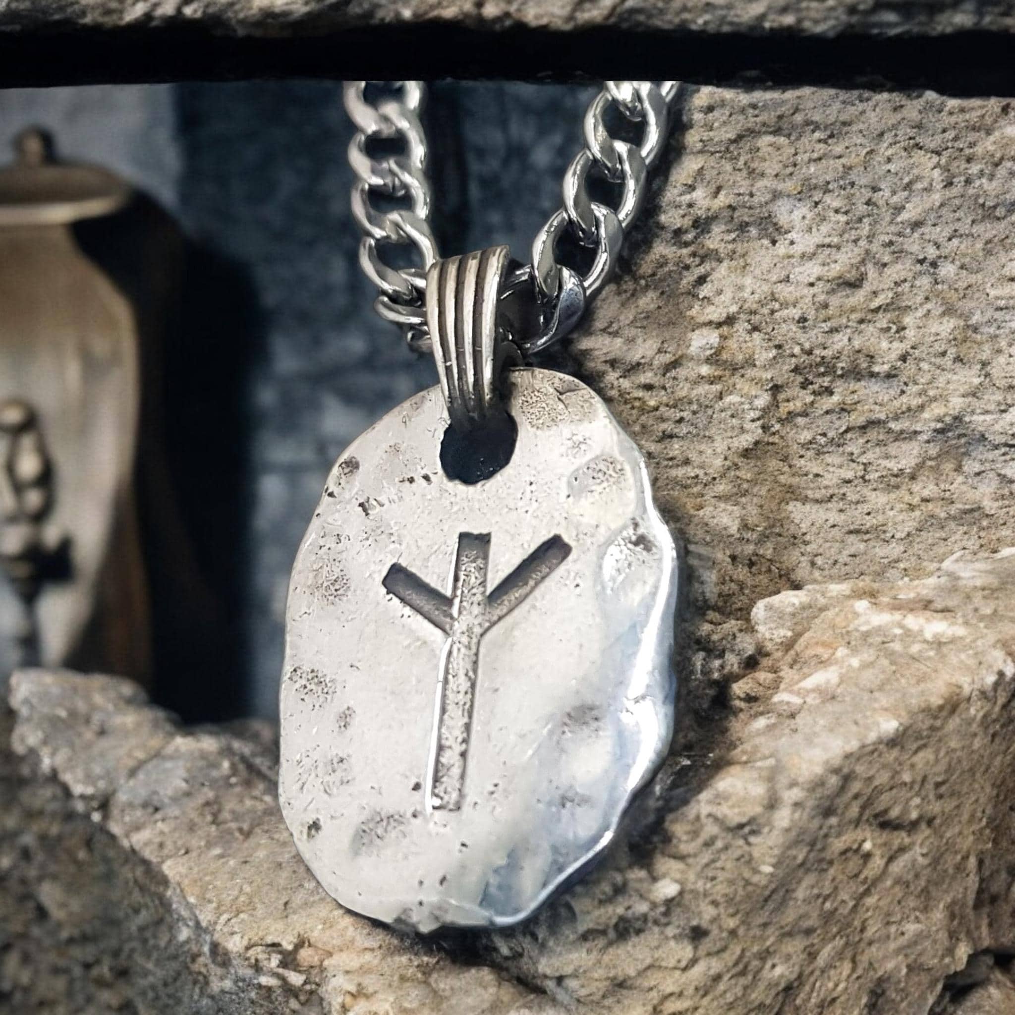 Viking Rune Pendant Algiz in Sterling Silver Handmade Vikings - Etsy