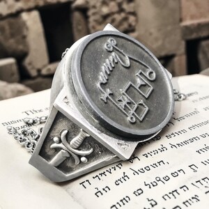 President Ring Amy Ars Goetia Master's Sword 925 Sterling Silver Amulet of Wisdom and Treasures 2.2 x 1.8 cm 18 gr Handmade Jewelry Demon 58