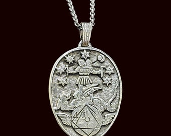 REBIS Alchemy Masonic Pendant in Sterling Silver Handmade 4 x 3 Cm 14 Gr