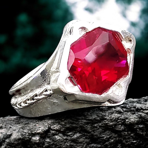 Narya Elf Ring, Ring of Fire, 925 Sterling Silver, 9g