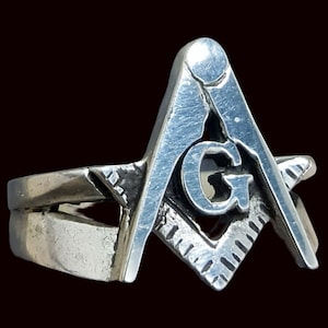 Masonic Compas And Square Ring in Sterling Silver Handmade Freemasonry