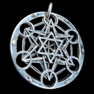 Aartsengel Metatron Kubus Hanger 4 CM Heilige Geometrie in 925 Sterling Zilver Handgemaakt
