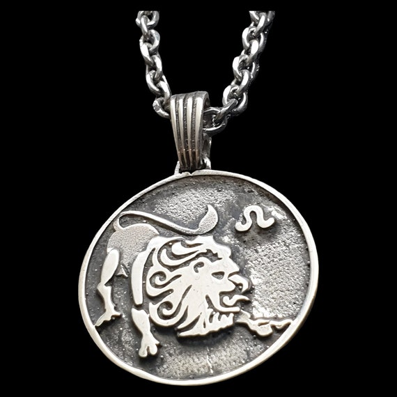 Pendentif Médaille Signe Du Zodiaque Lion En Argent Sterling, Forme Ronde, Bijou