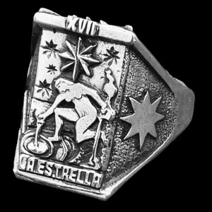Anillo Carta Tarot La Estrella en Plata de Ley 925 Hecho a Mano