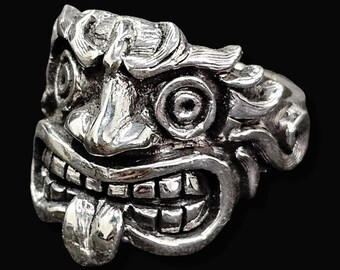Japanese Shisa Dog Ring, 925 Sterling Silver, Protection Amulet