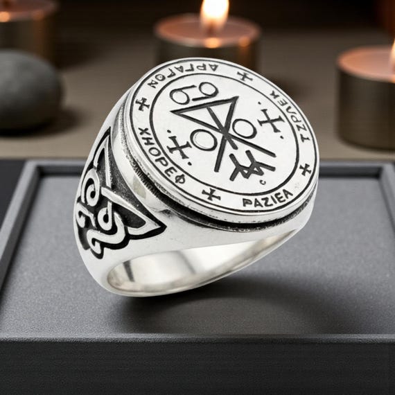 Archangel Raziel Signet Ring, 925 Sterling Silver, Amulet of
