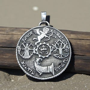 Colgante Talismán del Conde Saint Germain en Plata 925 Amuleto de Alquimia y Abundancia Arcano La Estrella Símbolos de Alta Magia HANDMADE