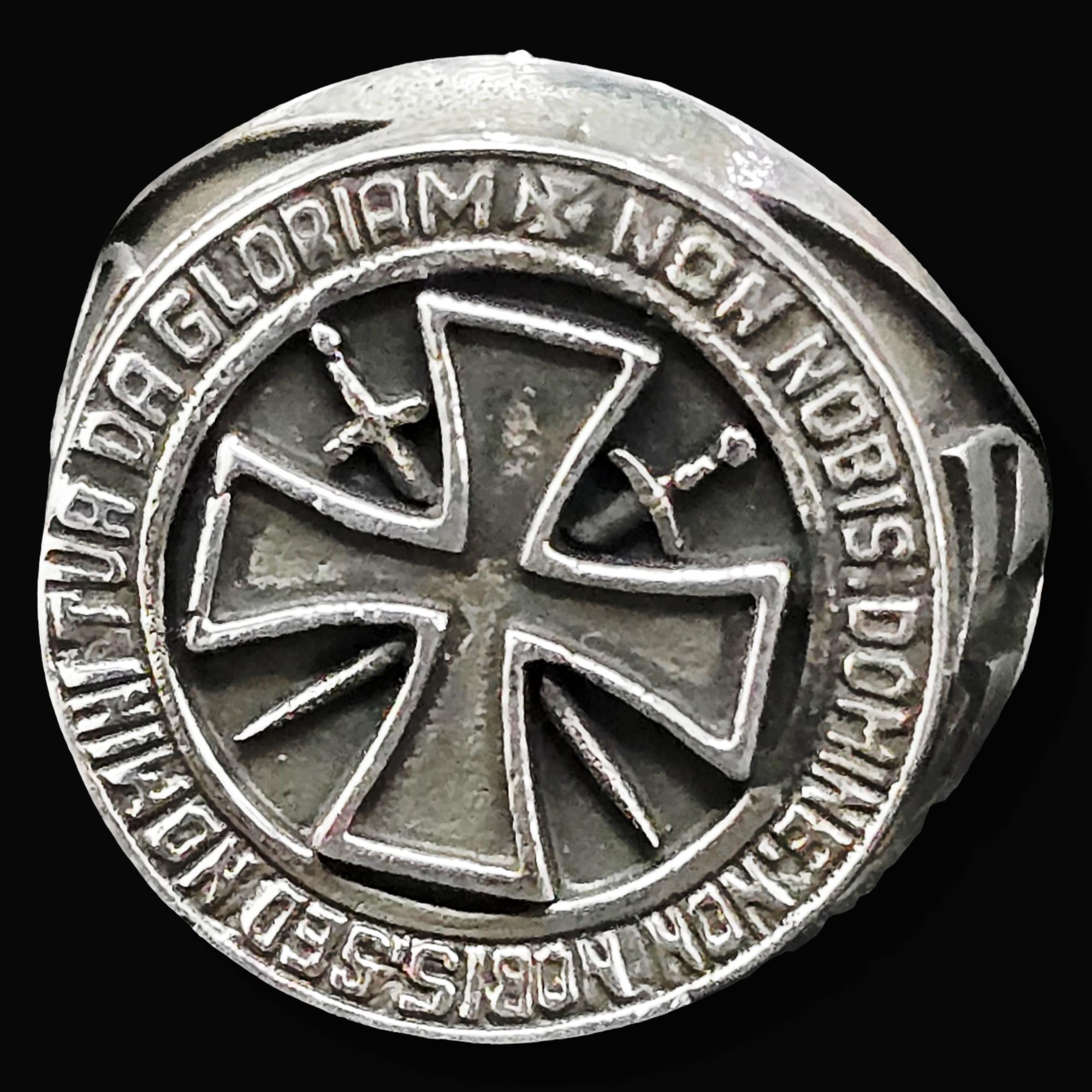 Templar Ring Non Nobis Domine in 925 Sterling Silver Royal Lodge