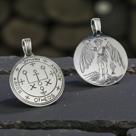 Collana con ciondolo a forma di sacro Raphael, in argento