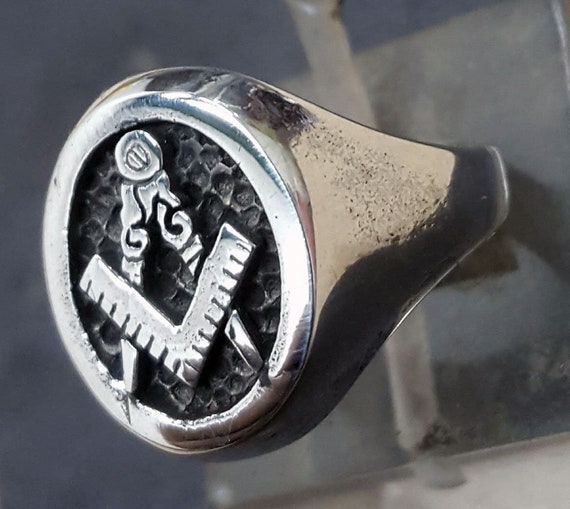 Anillo Masonico Grado Aprendiz en Plata de Ley hecho a Mano Masoneria Etsy Espana
