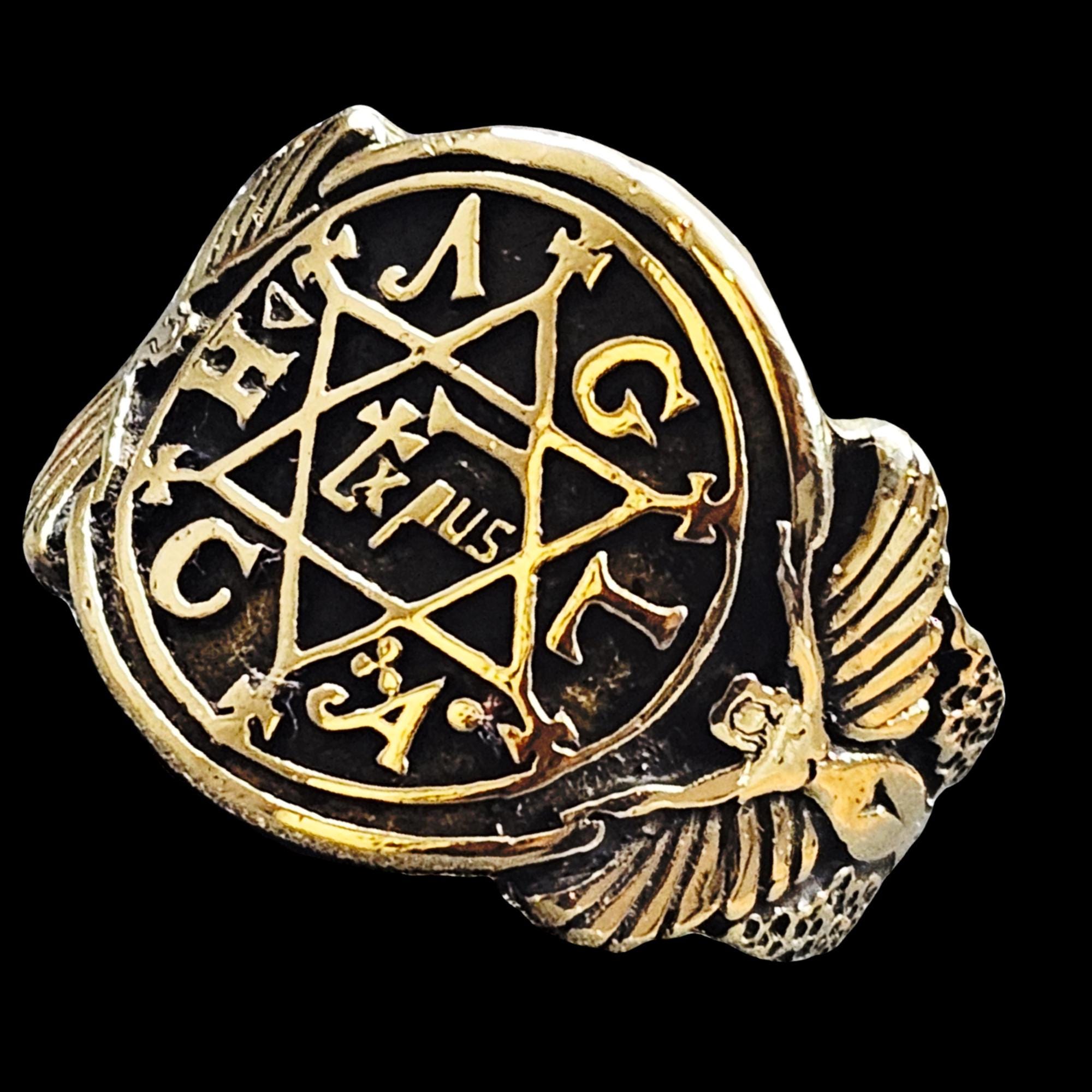 King Solomon Signet Ring in 18 K Gold Star of David Handmade