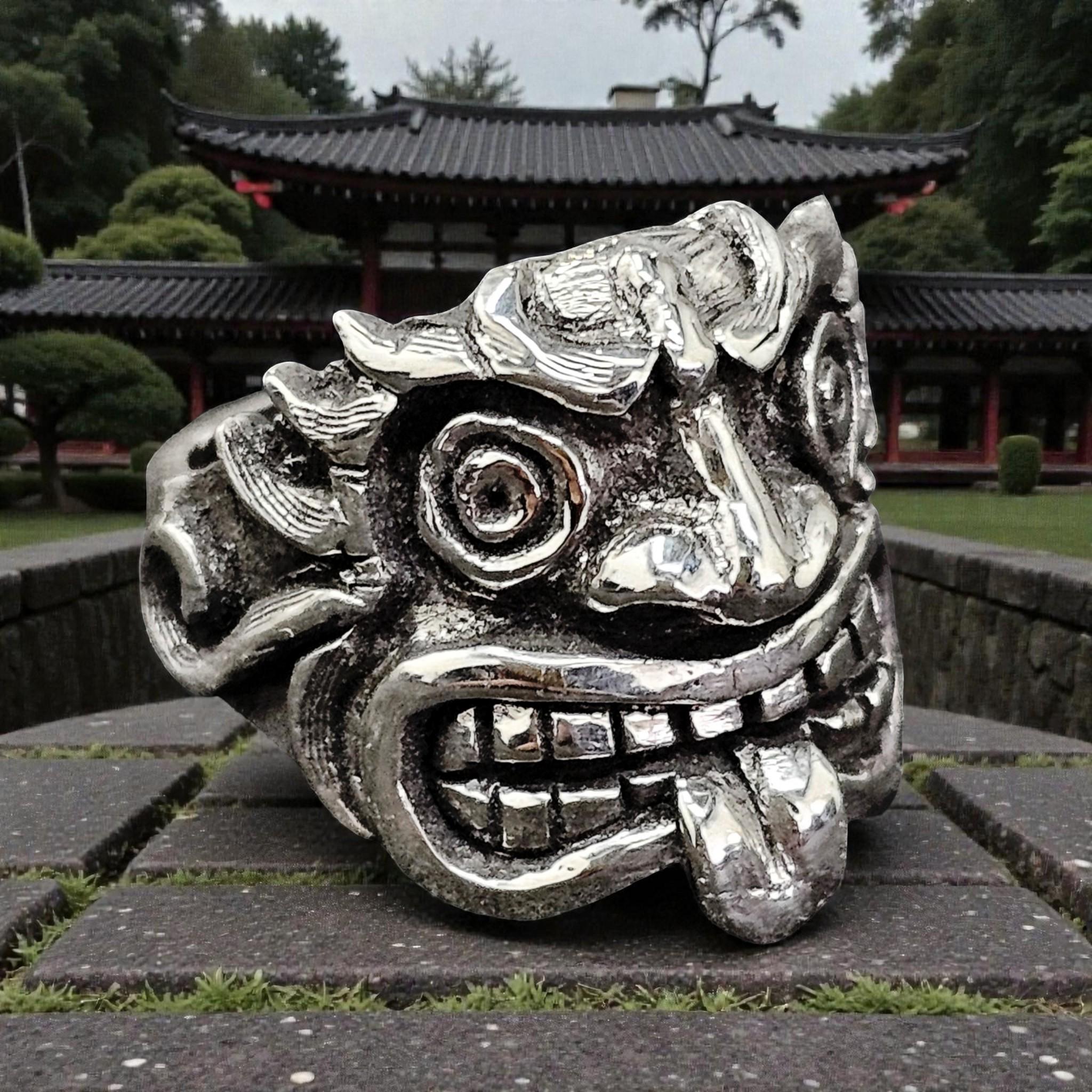 Japanese Shisa Dog Ring, 925 Sterling Silver, Protection Amulet