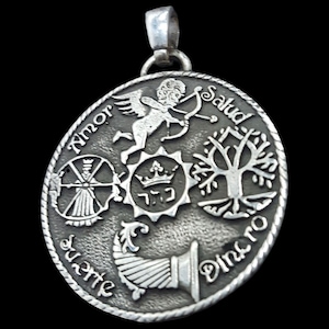 Saint German Talisman Pendant and Star Tarot Card in 925 Sterling Silver Handmade
