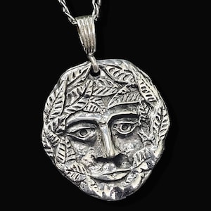 Celtic green man pendant in 925 Sterling Silver 4 cm 25 gr handmade