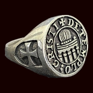 Templar Ring Cristi De Templo in Sterling Silver Handmade Templi Signum Militie