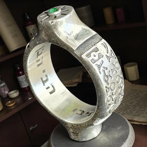 King Solomon Saint Cyprian Ring in 925 Sterling Silver, Seal of Protection and Wisdom, High Magic Amulet, Handmade, Width 0.9 cm, 20 g