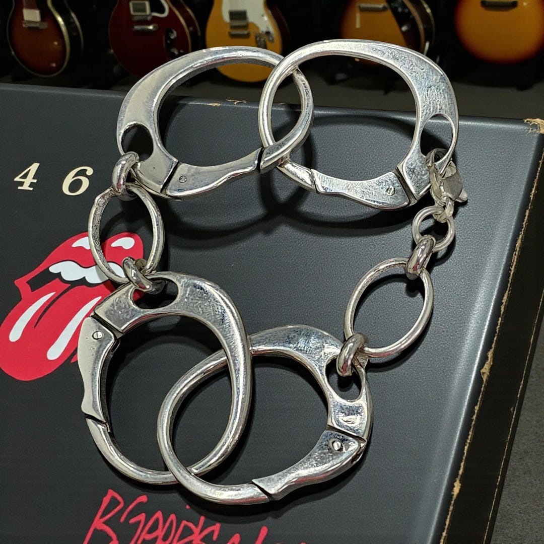 キース・リチャーズ風ハンドカフブレスレット。925シルバー製。3cmの