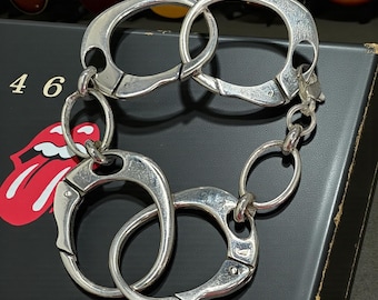 Handcuff Bracelet 65 gr in 925 Silver Keith Richards Style Chunky Link Rocker Jewelry Handmade Feel the Soul of a Rock Legend