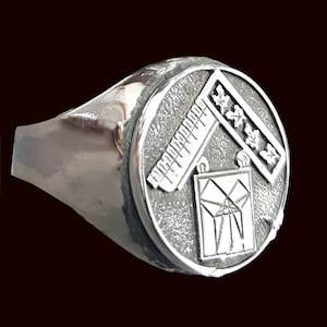 Masonic Ring Pythagorean Theorem in Sterling Silver Handmade Freemasonry
