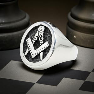 Masonic Apprentice Degree Ring in 925 Sterling Silver, Royal Lodge Seal, 1.6 cm, 8 Grams, Handmade, Luxury Masonic Jewelry, First Degree