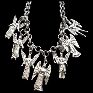 Pulsera Arcángeles Gabriel Miguel Rafael Uriel Zadquiel Chamuel Jofiel en Plata de Ley 925 hecho a Mano