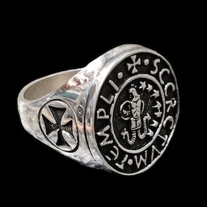 Templar Ring Seal of Abraxas Templi Secretum in Sterling Silver Handmade