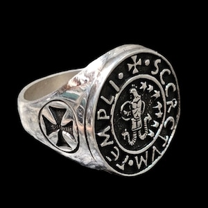 Templar Ring Seal of Abraxas Templi Secretum in Sterling Silver handmade