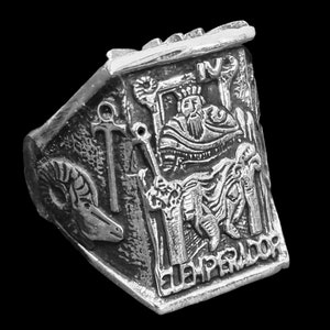 Anillo Carta Tarot El Emperador en Plata de Ley 925 Hecho a Mano