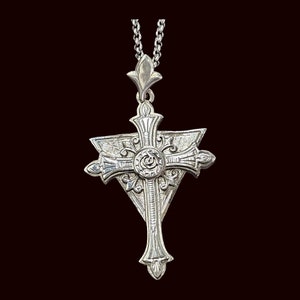Rosicrucian Pendant in Sterling Silver Handmade 6 x 3 Cm 11 Gr Mystical Order of the Rose Cross