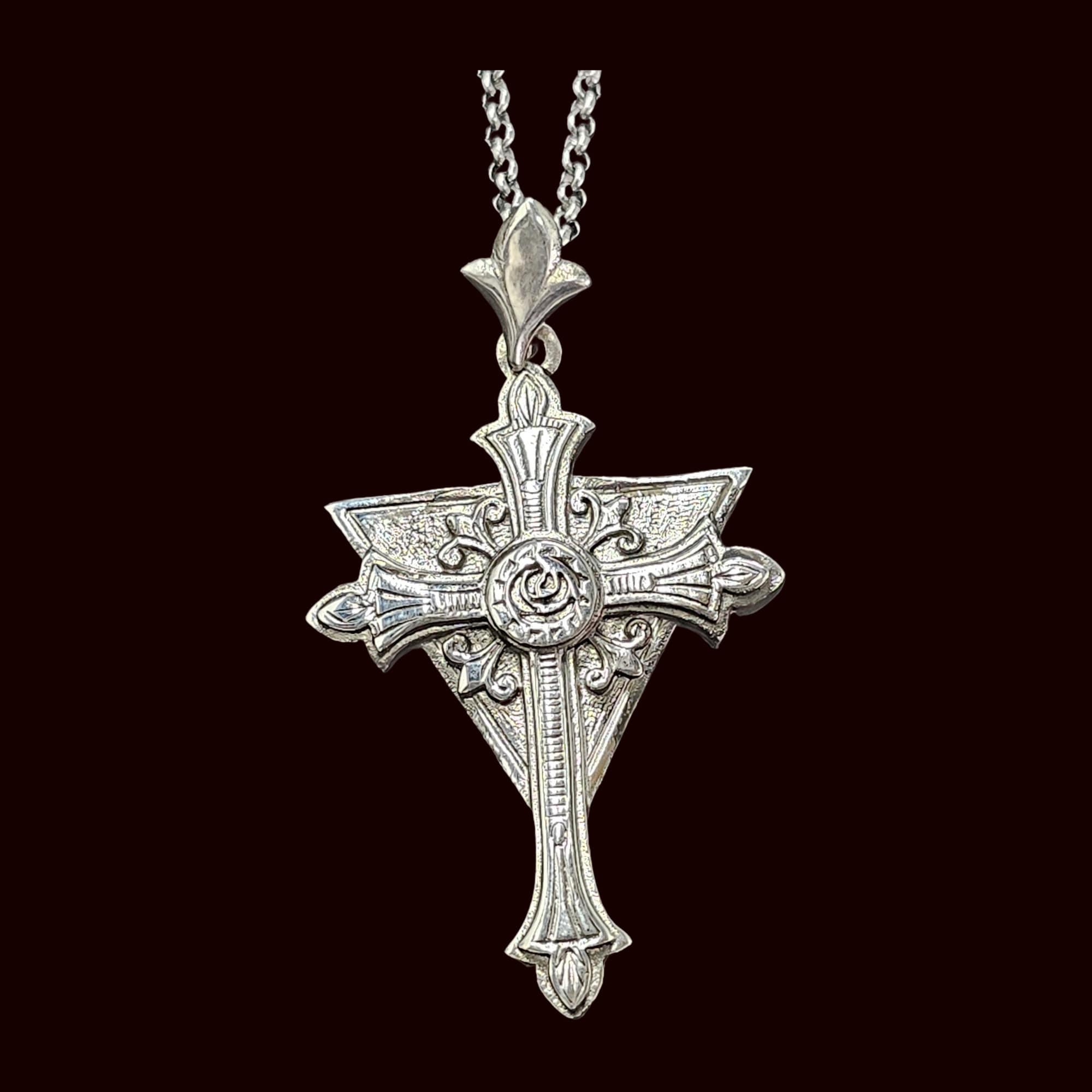 Rosicrucian Pendant in Sterling Silver Handmade 6 X 3 Cm 11 Gr