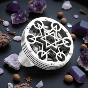 Archangel Metatron Cube Ring, 925 Sterling Silver, Sacred Geometry, Amulet of Cosmic Order and Divine Protection, 2 cm, Handmade Spiritual Jewelry