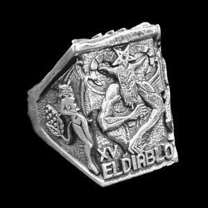 Bague de carte de tarot El Diablo en argent sterling 925 faite à la main