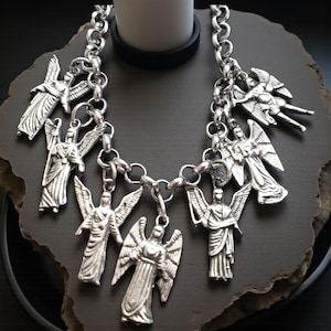 Armband mit den sieben Erzengeln, 925er Sterlingsilber, Michael, Gabriel, Raphael, Uriel, Zadkiel, Chamuel, Jophiel, 17 Gramm, Engelkunde, Göttlicher Schutz, 7 Strahlen, Handgefertigt