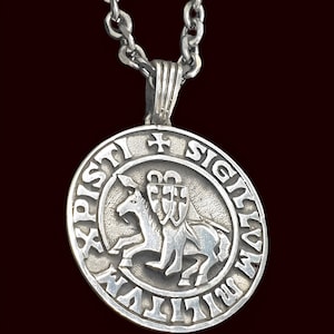 Dije Cruz Caballeros Templarios Sigillium Militium Xpisti en Plata de Ley hecho a Mano