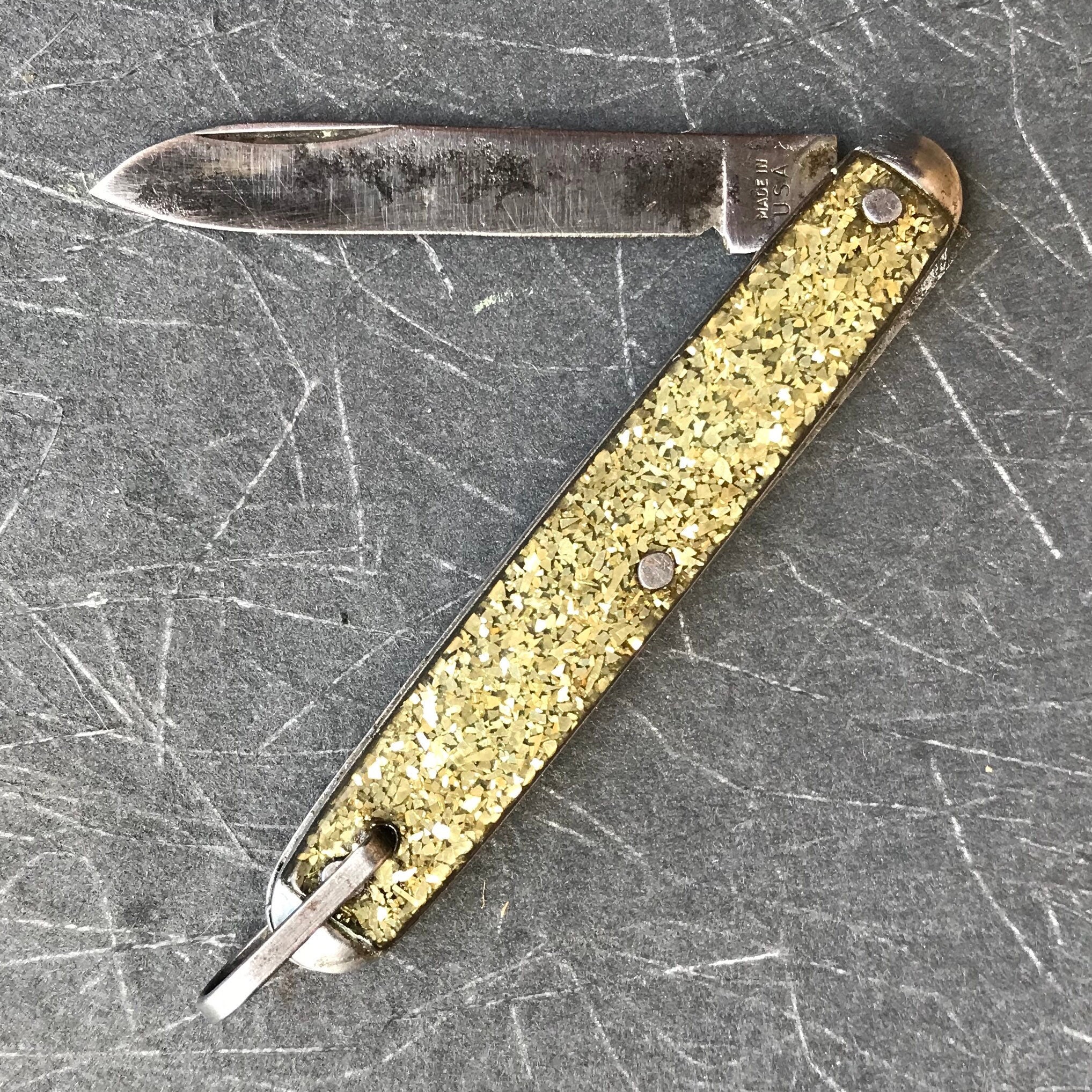Vintage Glitter Pocket Pen Knife Etsy