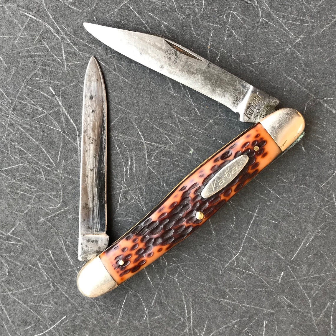 Vintage Kabar 1041 Moose Trapper Pocket Knife Etsy