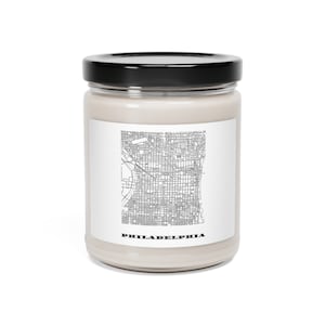 Bougie de soja parfumée au design minimaliste de Philadelphie, Pennsylvanie, 9 oz