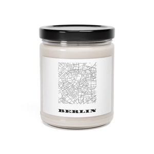 Vela perfumada de soja con diseño de mapa escandinavo de Berlín, Alemania, 9 oz