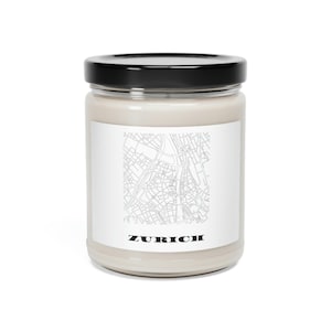 Zürich, Schweiz Skandinavische Landkarte Design Duftkerze Sojakerze, 210g